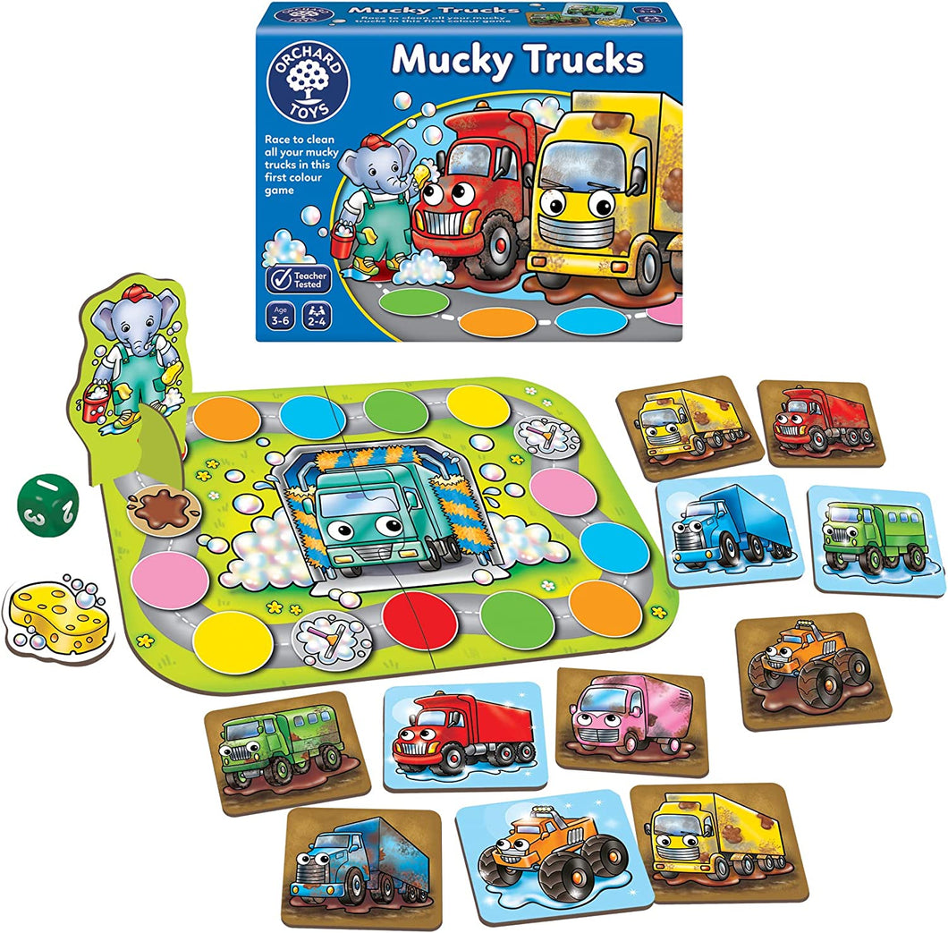 Orchard Toys Mucky Trucks Game The Bubble Room Toy Store Dublin