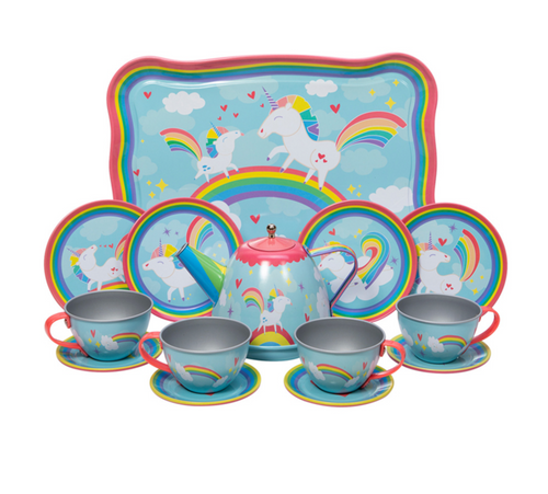 Bigjigs Unicorn Tin Tea Set The Bubble Room Toy Store Dublin