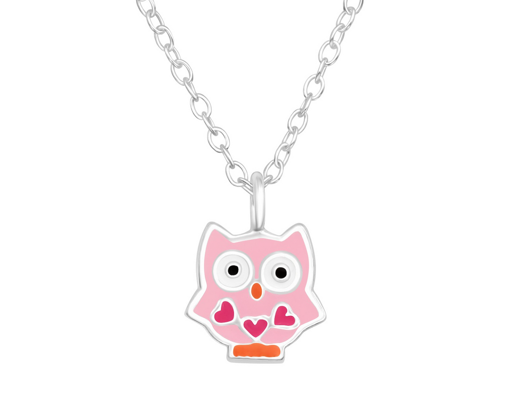 Pink Owl Necklace (Sterling Silver) The Bubble Room Dublin