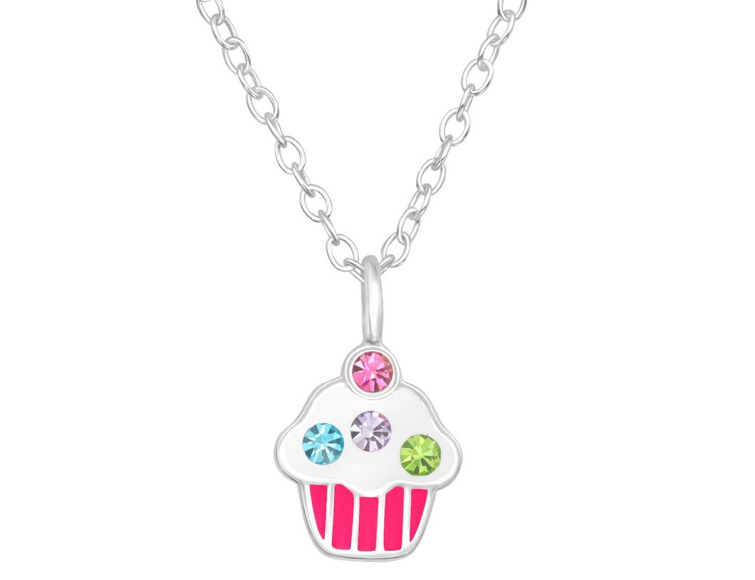 Cupcake Necklace (Sterling Silver) The Bubble Room Dublin