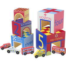 Load image into Gallery viewer, Orange Tree Toys Emergency Services Wooden Stacking Cubes The Bubble Room Toy Store Dublin